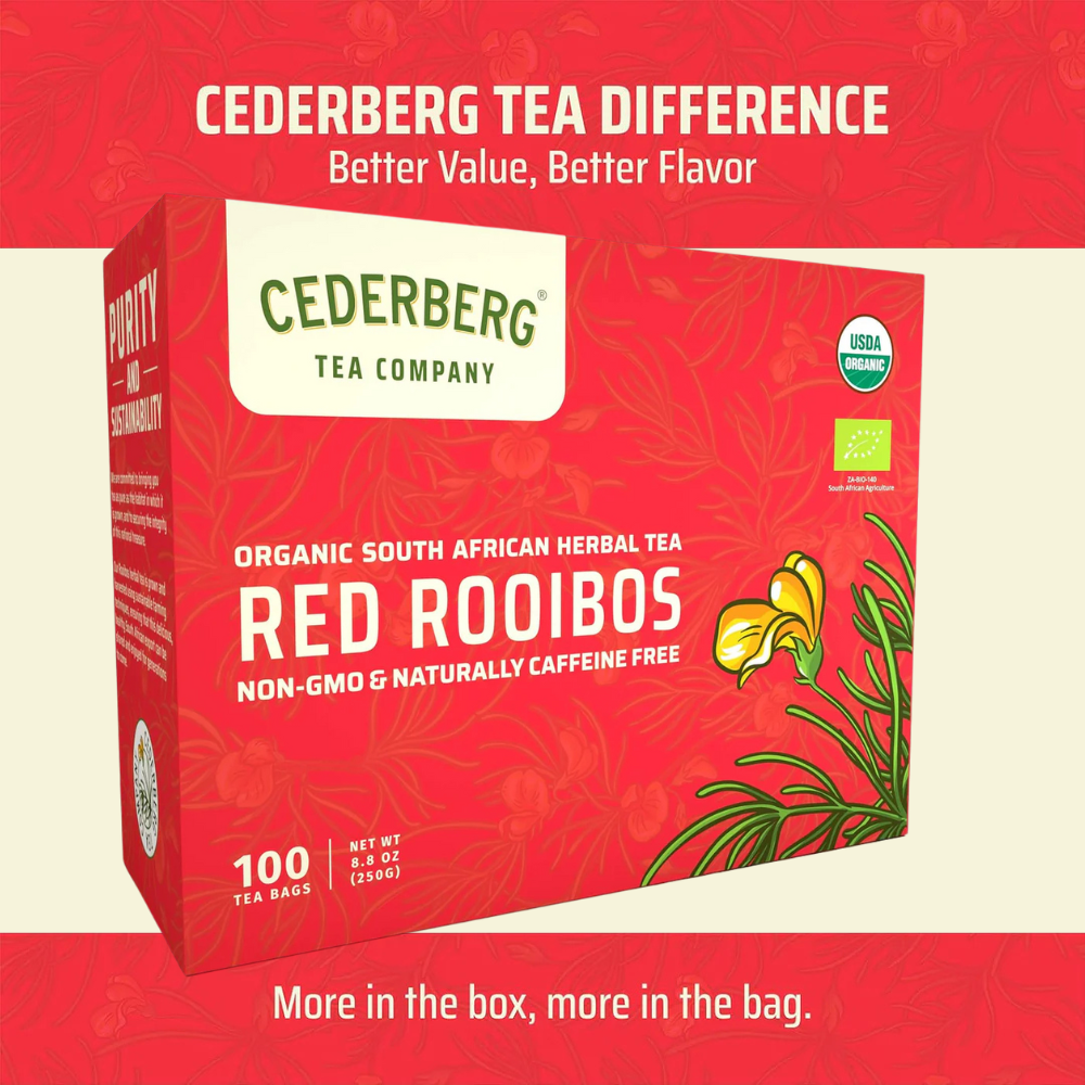 Red Rooibos Tea - Our Original, Award Winning Tea Imported from Cederberg, SA, Certified Organic and 100% Caffeine-Free - Cederberg Tea